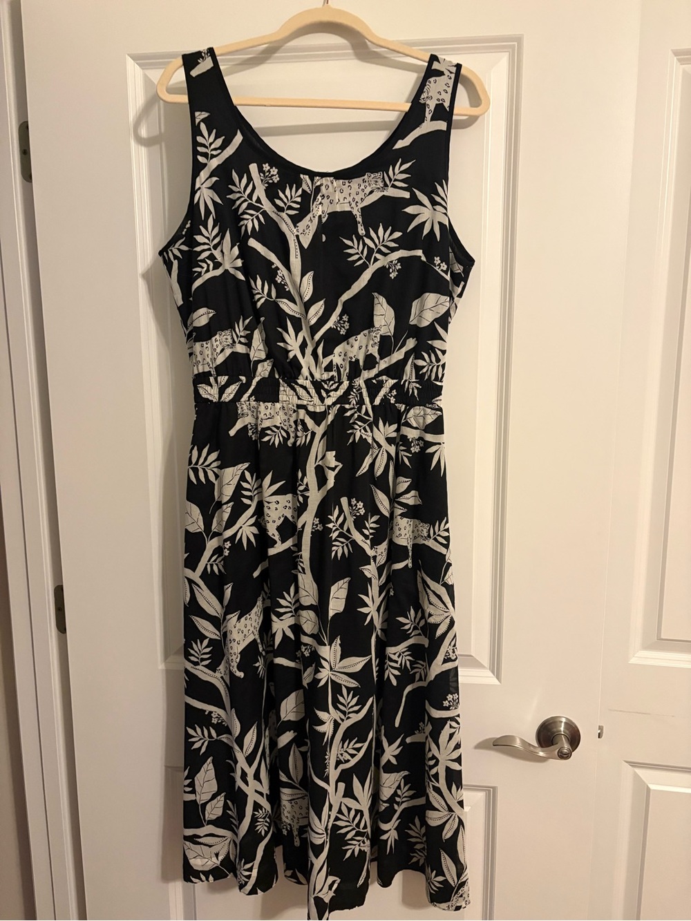 Talbots Black and White Leopard Jungle Print Cotton Dress